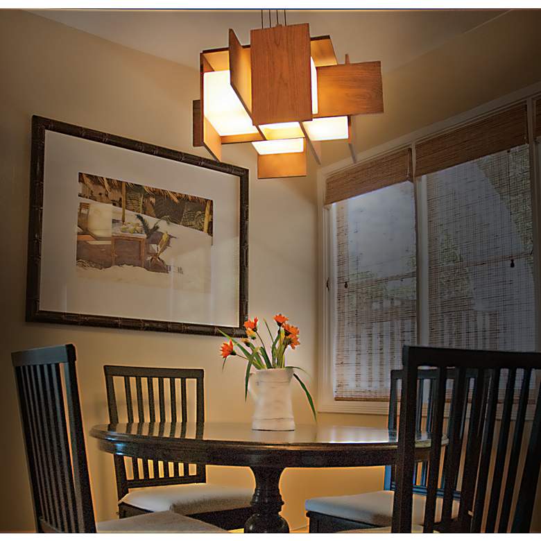 Image 3 Cerno Muto 32" Wide Oiled Walnut LED Pendant Light more views