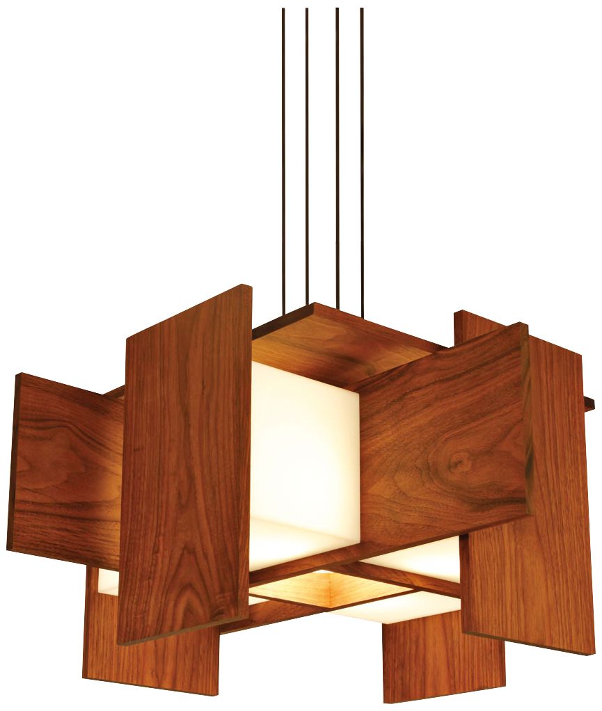 Image 2 Cerno Muto 32" Wide Oiled Walnut LED Pendant Light - Made to Order