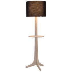 Cerno Nauta 59" Black Shade White Oak Aluminum LED Tray Floor Lamp