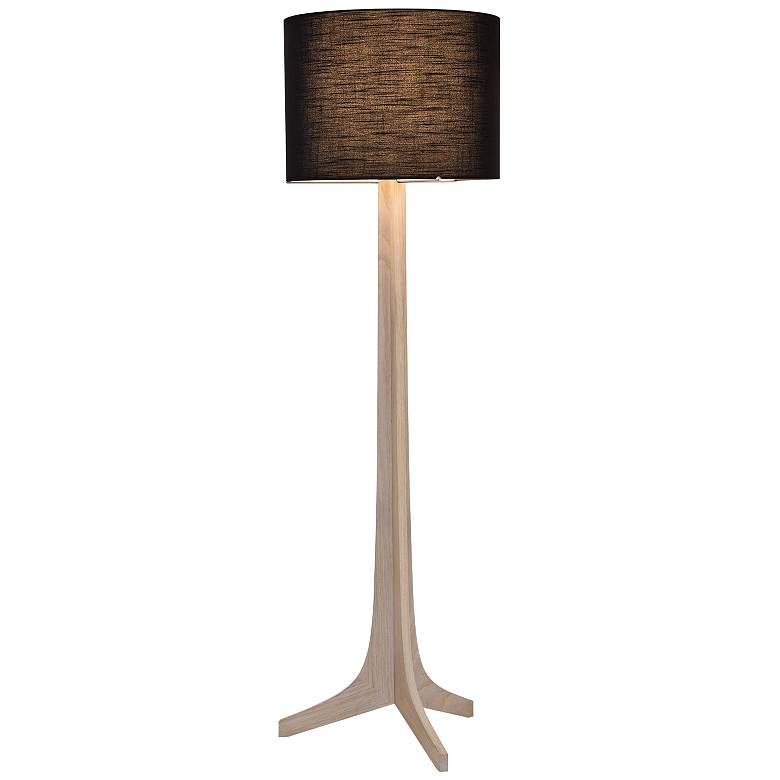 Image 1 Cerno Nauta 59" Black Shade White Oak Aluminum Modern LED Floor Lamp