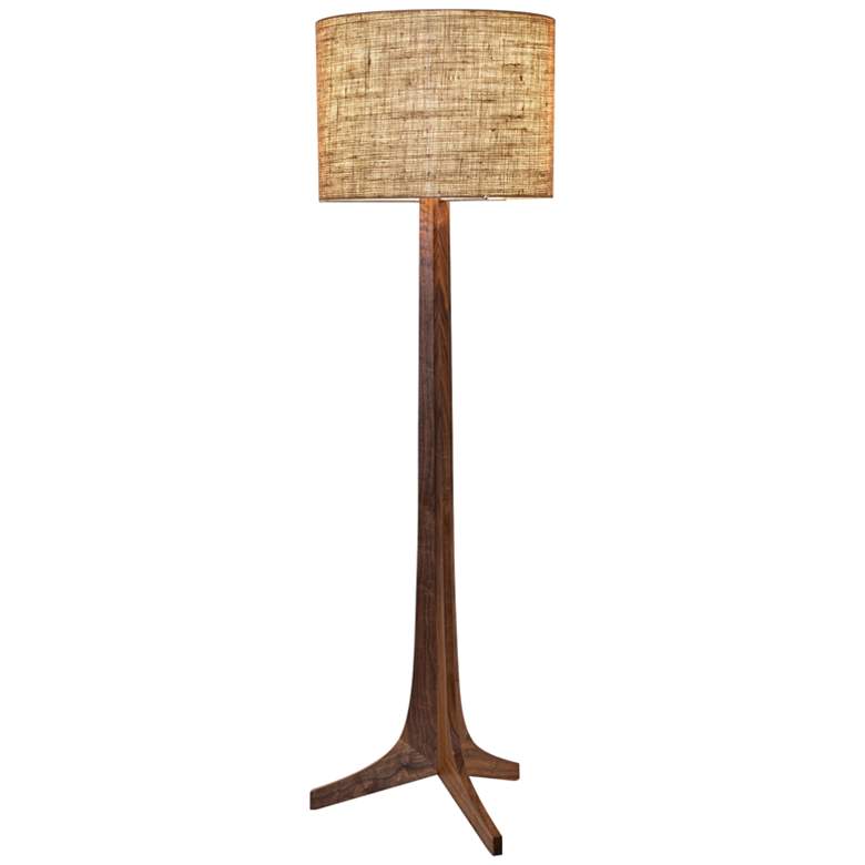 Image 1 Cerno Nauta 59" Burlap Shade Walnut Aluminum LED Floor Lamp