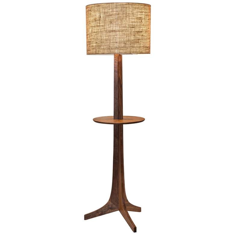 Image 1 Cerno Nauta 59" Burlap Shade Walnut Aluminum LED Tray Floor Lamp
