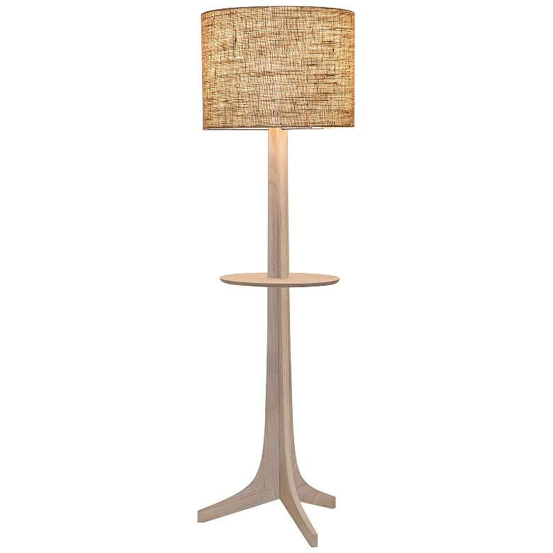 Image 1 Cerno Nauta 59" Burlap Shade White Oak Aluminum LED Tray Floor Lamp