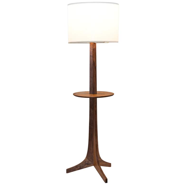 Image 1 Cerno Nauta 59" Walnut Aluminum LED Tray Floor Lamp with White Shade