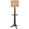 Cerno Nauta 59" Walnut and Brass LED Tray Floor Lamp with Burlap Shade