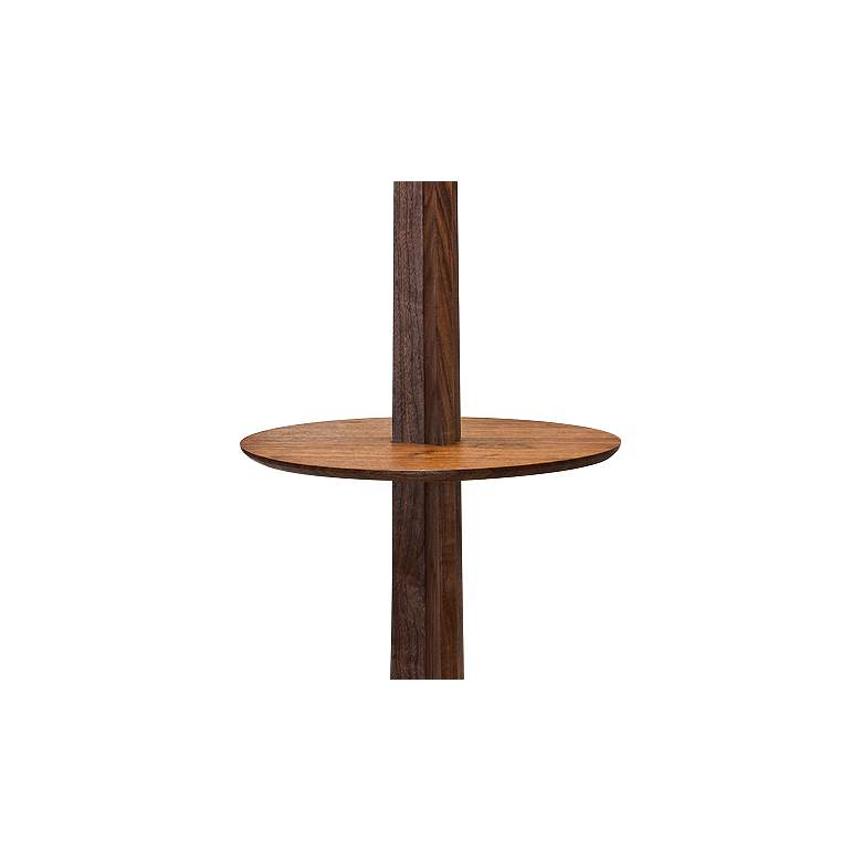 Image 3 Cerno Nauta 59" Walnut and Brass LED Tray Floor Lamp with Burlap Shade more views