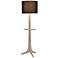 Cerno Nauta 59" White Oak Brass LED Tray Floor Lamp with Black Shade