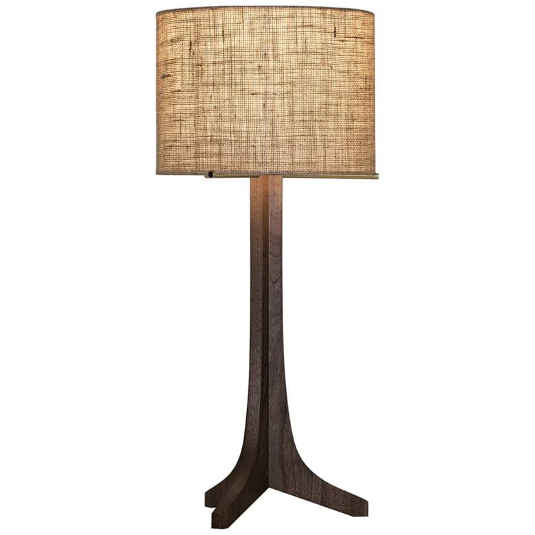 Cerno Nauta Stained Walnut LED Table Lamp with Burlap Shade