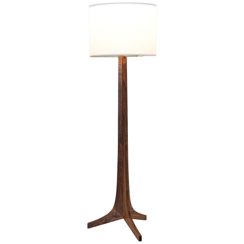 Image 1 Cerno Nauta Walnut Aluminum LED Floor Lamp with White Shade