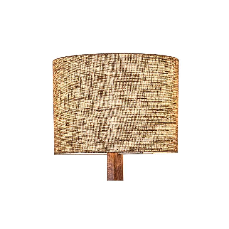 Image 2 Cerno Nauta Walnut Brass LED Tray Floor Lamp w/ Burlap Shade more views