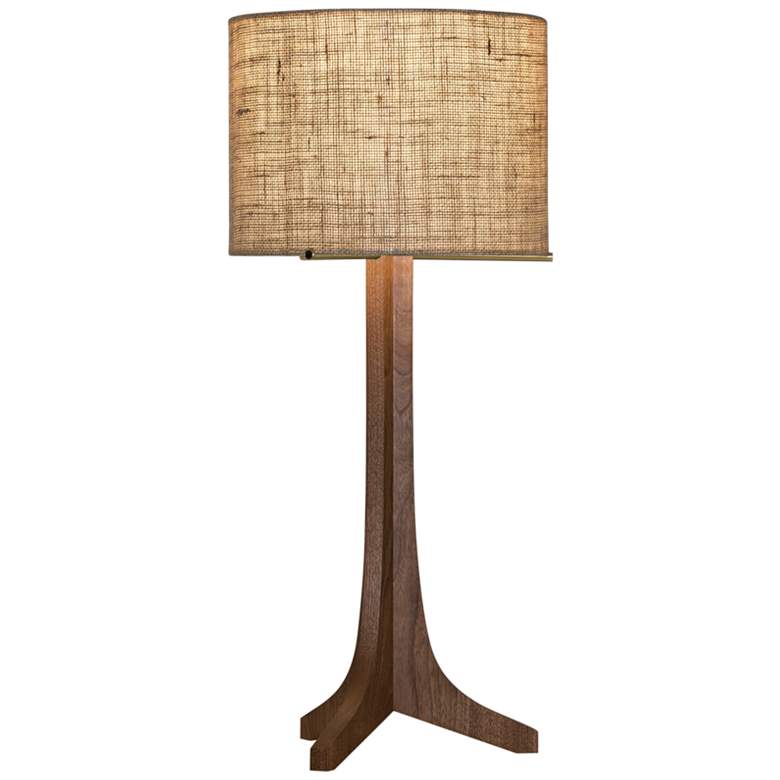 Image 2 Cerno Nauta Walnut Wood and Burlap Shade Modern LED Table Lamp