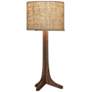 Cerno Nauta Walnut Wood and Burlap Shade Modern LED Table Lamp