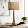 Cerno Nauta Walnut Wood and Burlap Shade Modern LED Table Lamp