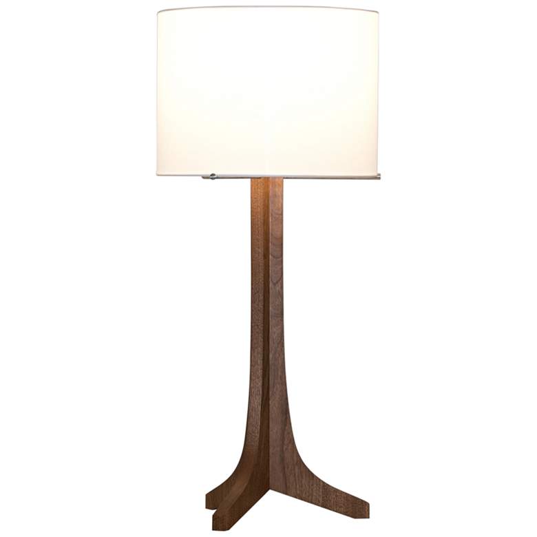 Image 2 Cerno Nauta Walnut Wood LED Table Lamp w/ White Linen Shade