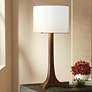 Cerno Nauta Walnut Wood LED Table Lamp w/ White Linen Shade