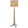 Cerno Nauta White Oak Brass LED Floor Lamp with Burlap Shade