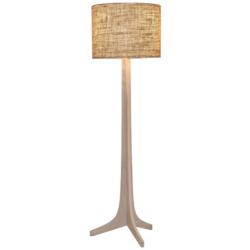 Cerno Nauta White Oak Brass LED Floor Lamp with Burlap Shade