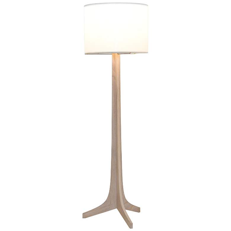 Image 1 Cerno Nauta White Oak Brass LED Floor Lamp with White Shade