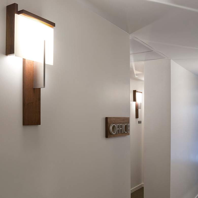 Image 4 Cerno Oris 24" High Natural Walnut LED Wall Sconce more views