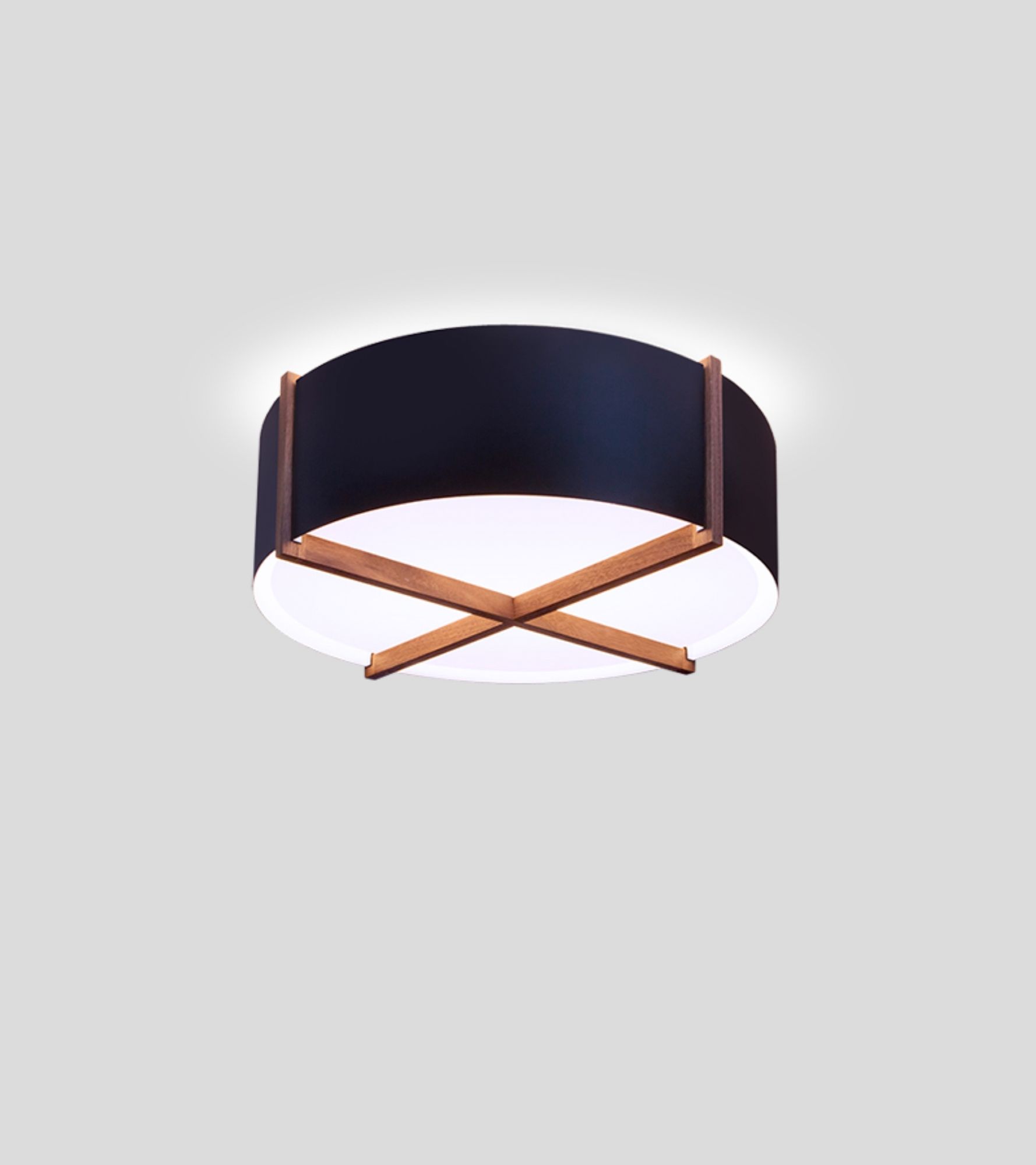 Image 2 Cerno Plura 24"W Walnut and Matte Black LED Ceiling Light more views