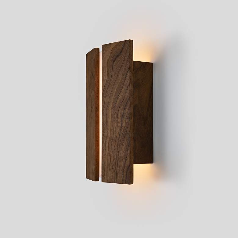 Image 3 Cerno Rima 12" High Walnut 2700K LED Wall Sconce more views