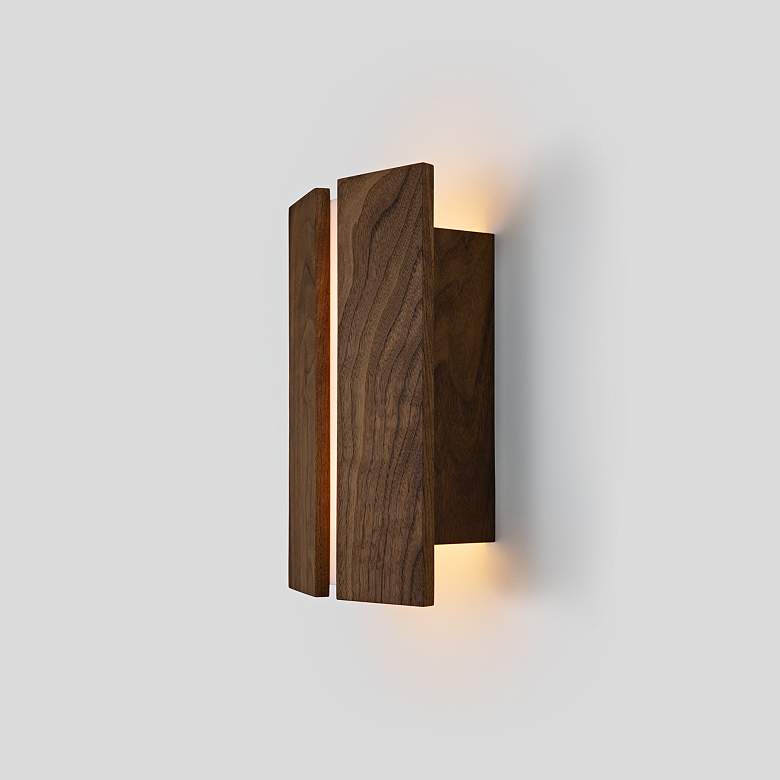 Image 3 Cerno Rima 12" High Walnut 4000K LED Wall Sconce more views