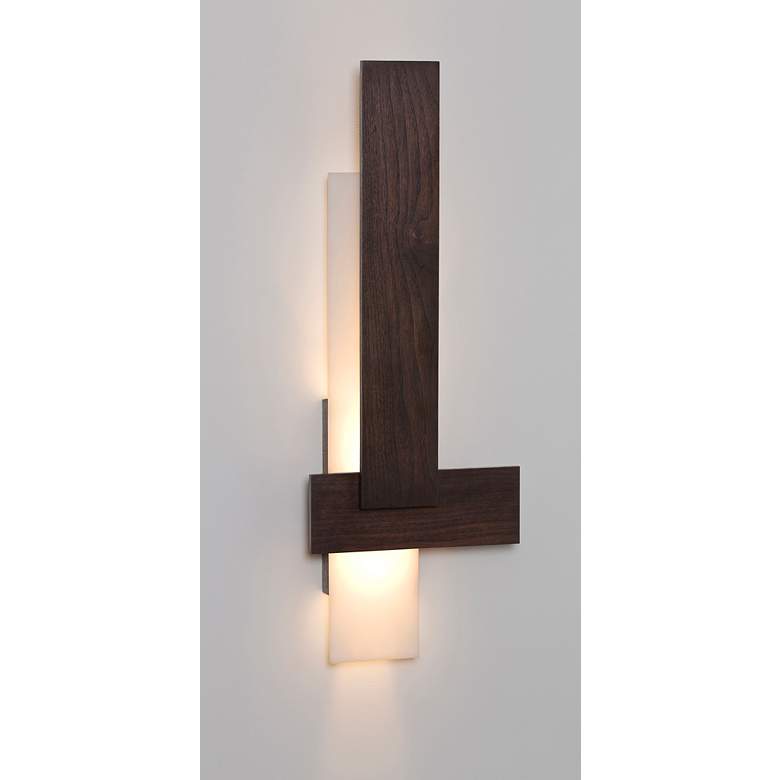 Image 1 Cerno Sedo 36" High Dark Stained Walnut LED Wall Sconce