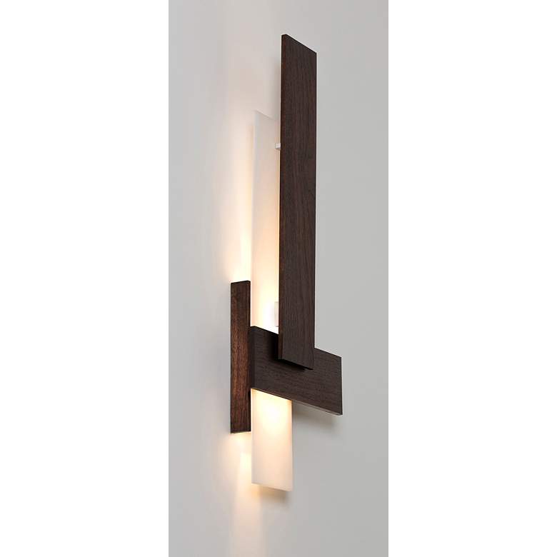 Image 3 Cerno Sedo 36 inch High Dark Stained Walnut LED Wall Sconce more views