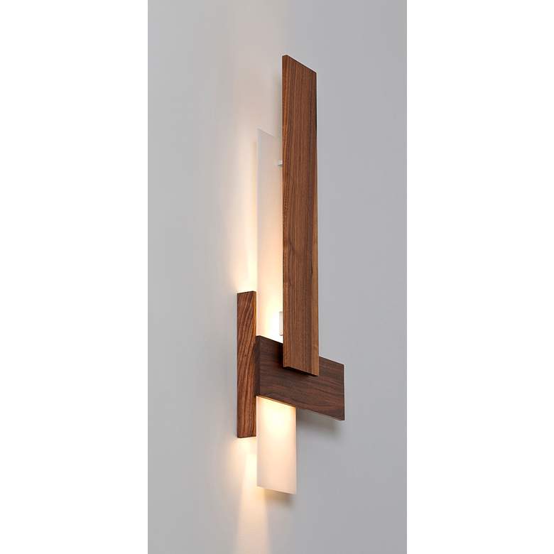 Image 3 Cerno Sedo 36" High Oiled Walnut LED Wall Sconce more views