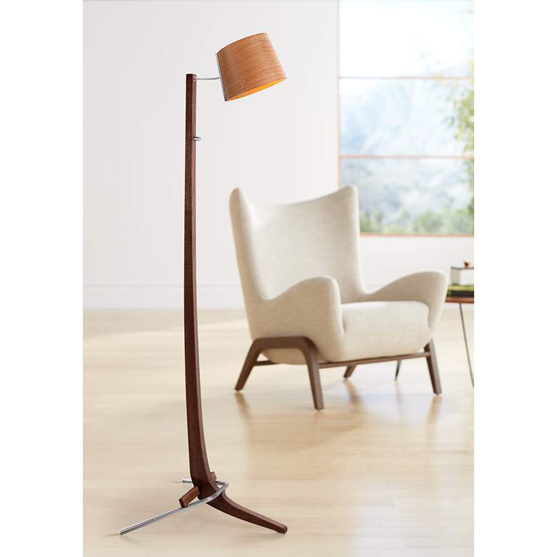 Image 1 Cerno Silva Brushed Aluminum Walnut LED Floor Lamp