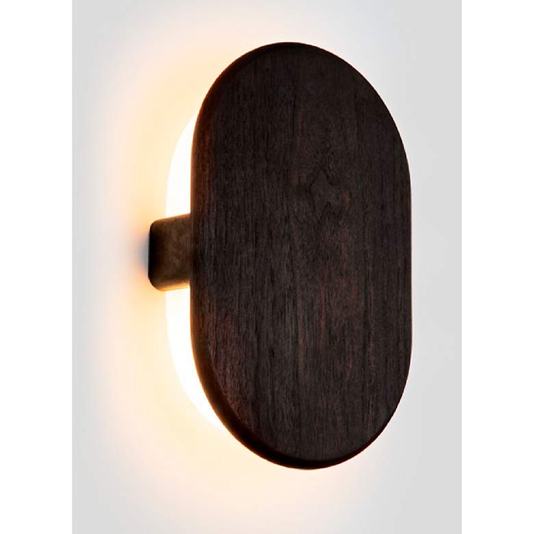 Image 1 Cerno Tempus 12" High Dark Stained Walnut LED Wall Sconce