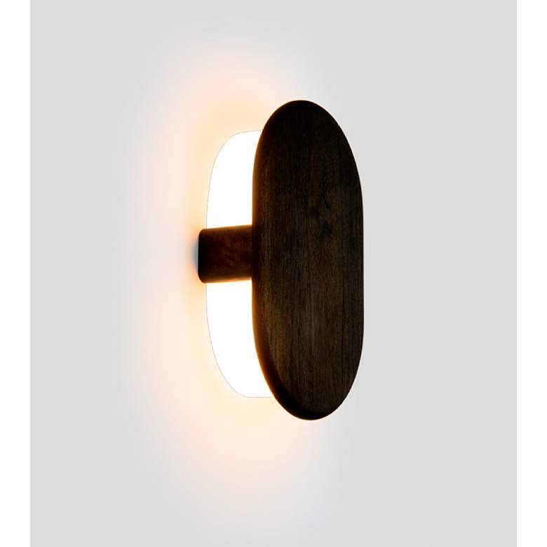 Image 2 Cerno Tempus 12" High Dark Stained Walnut LED Wall Sconce more views