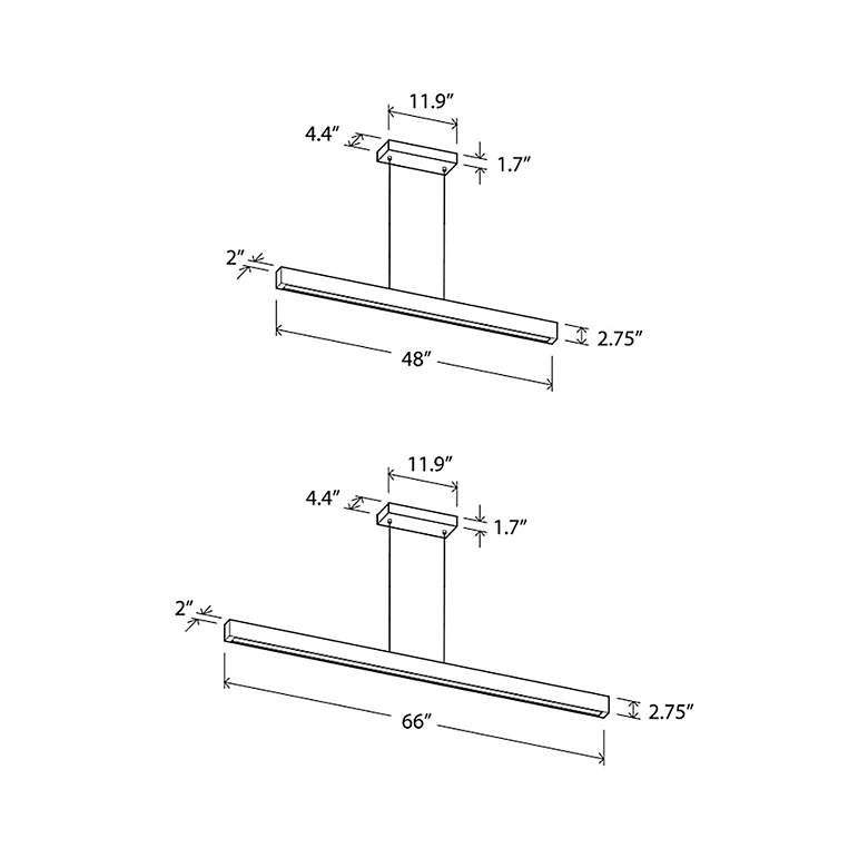 Image 3 Cerno Una 66" Wide Dark Stained Walnut LED Linear Pendant more views