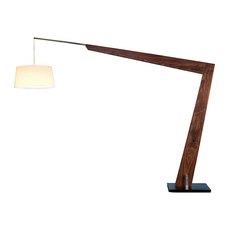 Image 1 Cerno Valeo 95" Aluminum and Dark Walnut LED Arc Floor Lamp