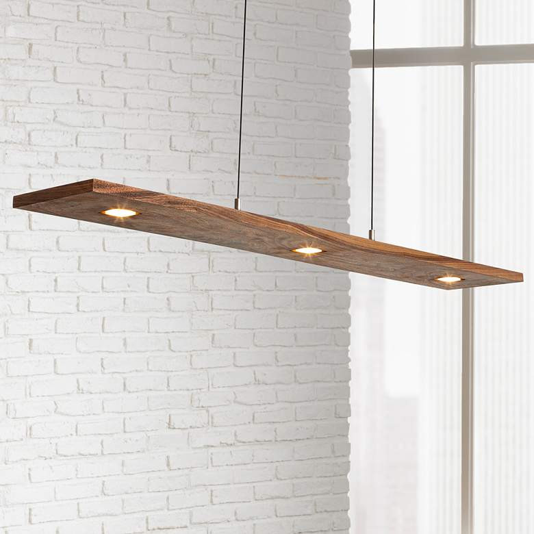 Image 1 Cerno Vix 48" Wide Oiled Walnut LED Kitchen Island Light Pendant