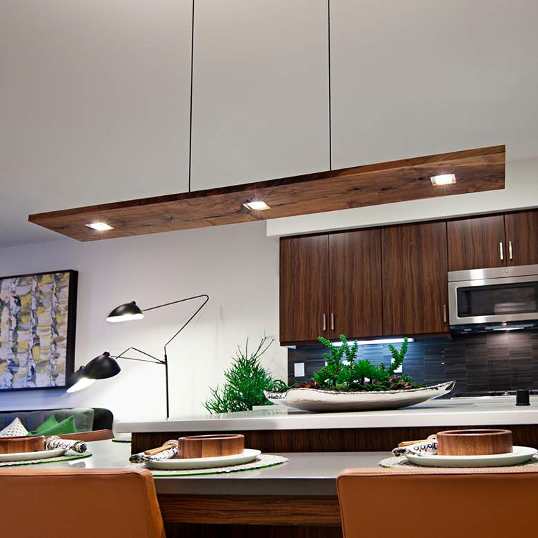 Image 7 Cerno Vix 48" Wide Oiled Walnut LED Kitchen Island Light Pendant more views