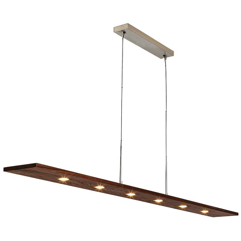 Image 2 Cerno Vix 82 82 inch Wide Walnut Wood Kitchen Island Light Pendant