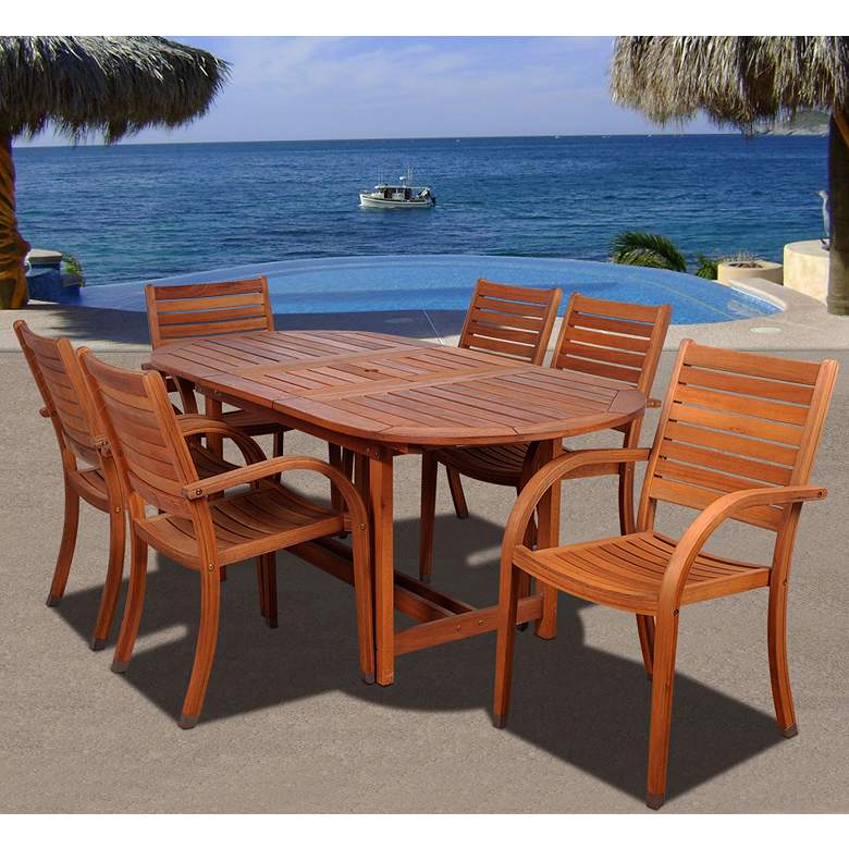 Image 1 Cerrissa 7-Piece Eucalyptus Outdoor Oval Dining Set