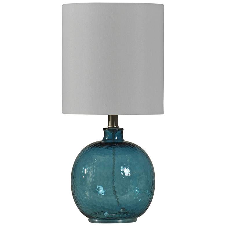Image 1 Cerulean Blue Accent Table Lamp with White Fabric Shade