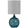 Cerulean Blue Accent Table Lamp with White Fabric Shade