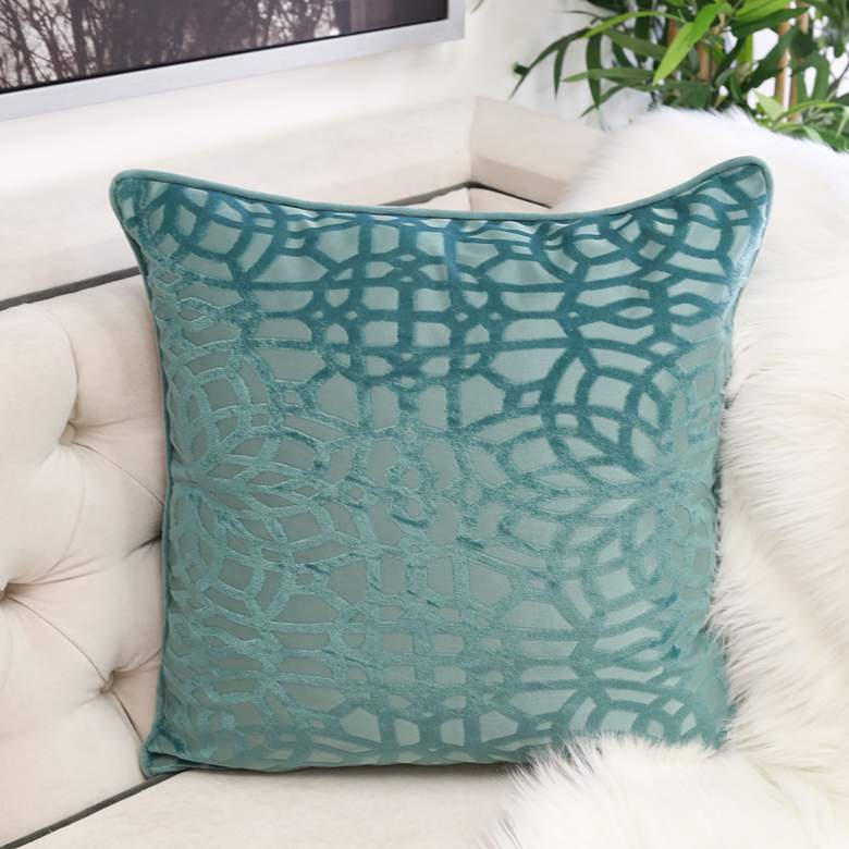 Image 1 Cerulean Geometric Velvet 20" Square Decorative Pillow