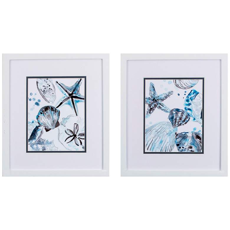 Image 1 Cerulean Seashells A 16 inch High 2-Piece Framed Wall Art