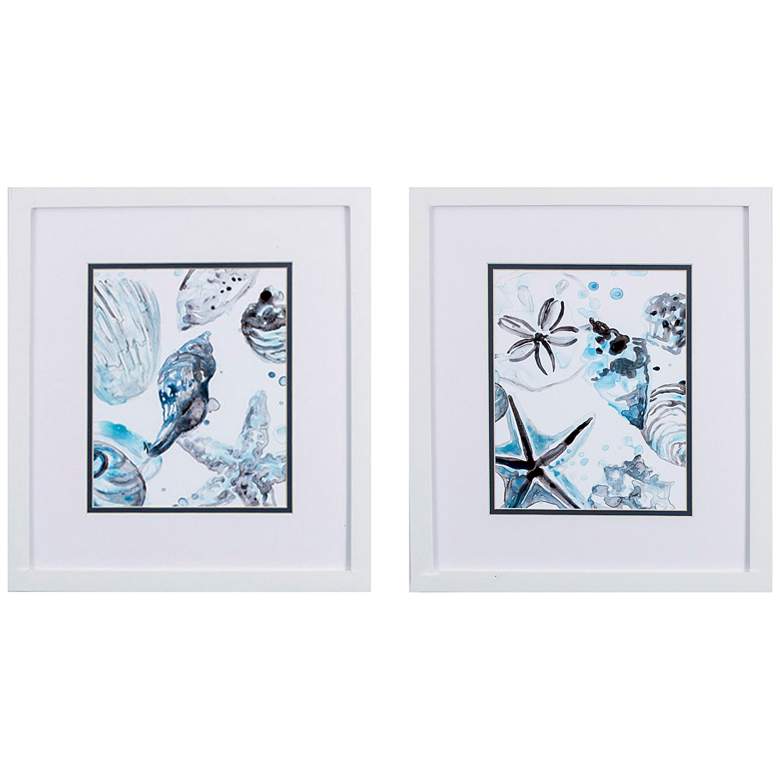 Image 1 Cerulean Seashells B 16" High 2-Piece Framed Wall Art