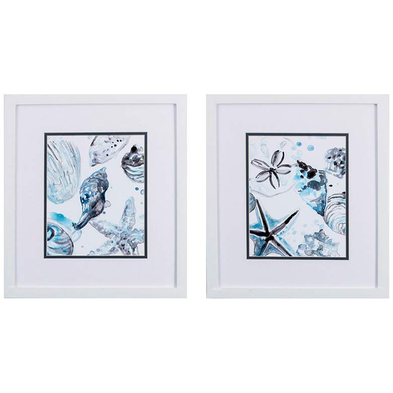 Image 1 Cerulean Seashells B 16 inch High 2-Piece Framed Wall Art