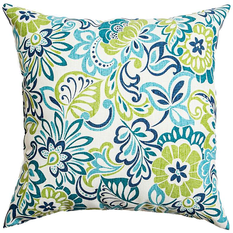 Image 1 Cervantes Green-Blue Floral 22 inch Square Indoor-Outdoor Pillow