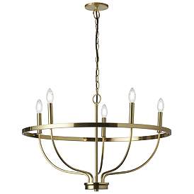 Image1 of Cesar 29" Wide 5 Light Aged Brass Chandelier