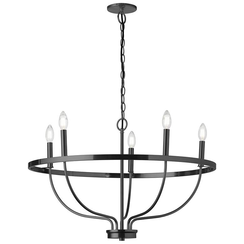 Image 1 Cesar 29" Wide 5 Light Matte Black Chandelier