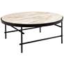 Cesario 39" Wide Creamy Marble and Black Metal Coffee Table