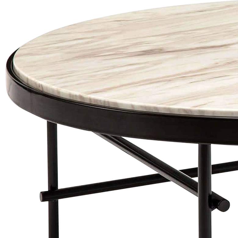 Image 2 Cesario 39" Wide Creamy Marble and Black Metal Coffee Table more views