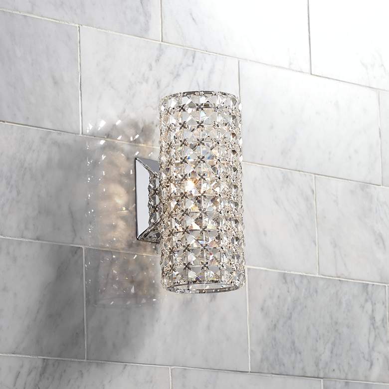 Image 2 Cesenna 10 1/4 inch High Crystal Cylinder LED Wall Sconce